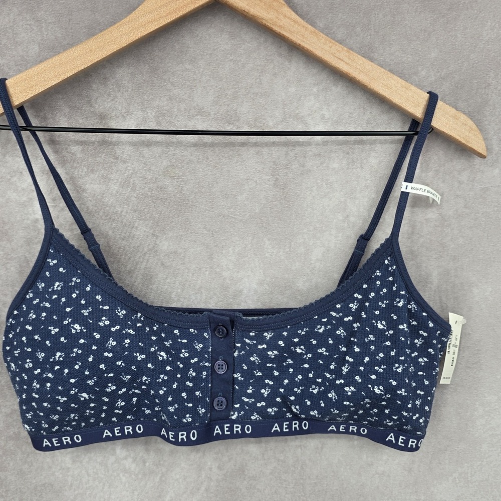 Aéropostale Stars Navy Waffle Henley Bralette Size XL NEW Padded Cup